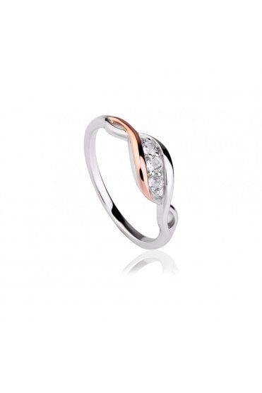 Clogau Rng Sil 9ct 925 Sterling Silver Rhodium Plated 9ct Welsh Rose Gold White Topaz 2 Year Manufacturers Warranty