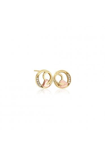 Clogau® Tree of Life Diamond Set Stud Earrings 9ct Welsh Yellow Gold with Welsh Rose Gold TOLCDE
