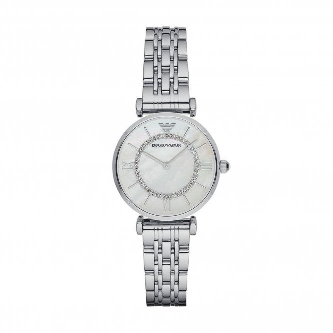 Emporio Armani Gianni T-Bar Watch White Mother of Pearl Dial, AR1908