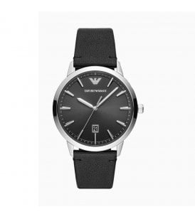 Emporio Armani Watch Black Leather Strap