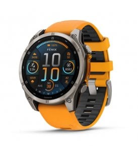 Garmin Fenix 8, Sapphire, Titanium Spark Orange/Graphite Silicone Strap, 010-02904-11