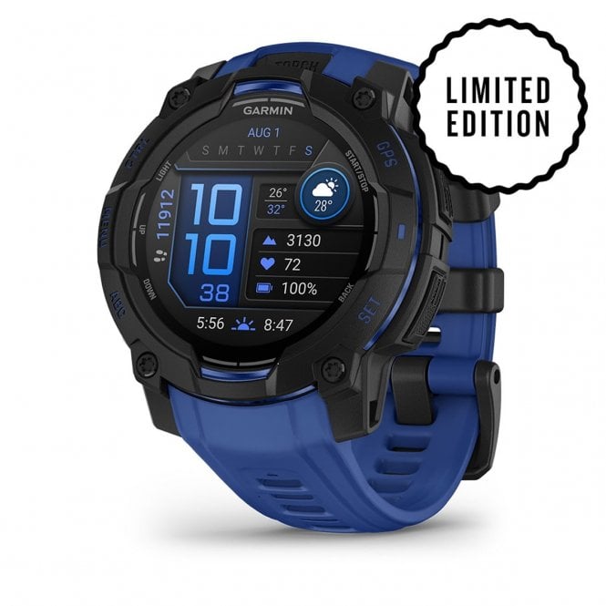Garmin Instinct® 3 Rugged GPS Smartwatch AMOLED Black/Blue, 010-02936-03