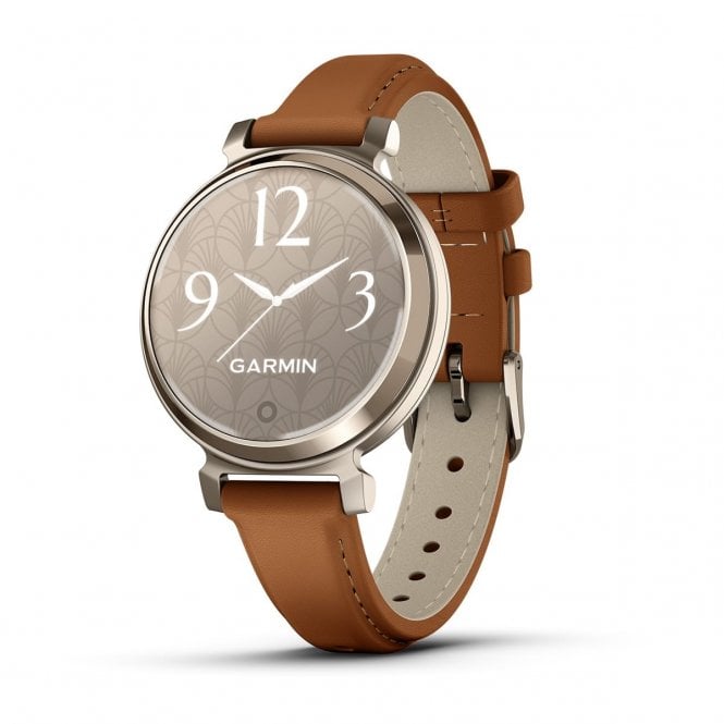Garmin Lily® 2 Classic Cream Gold with Tan Leather Band, 010-02839-72