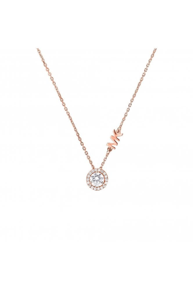 Michael Kors Cubic Zirconia Necklace Rose Gold Plated 925 Sterling Silver, MKC1208AN791