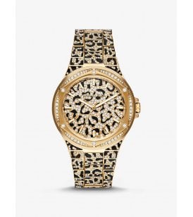 Michael Kors Lennox Watch Stainless Steel & Yellow Gold Plated Case, MK7284