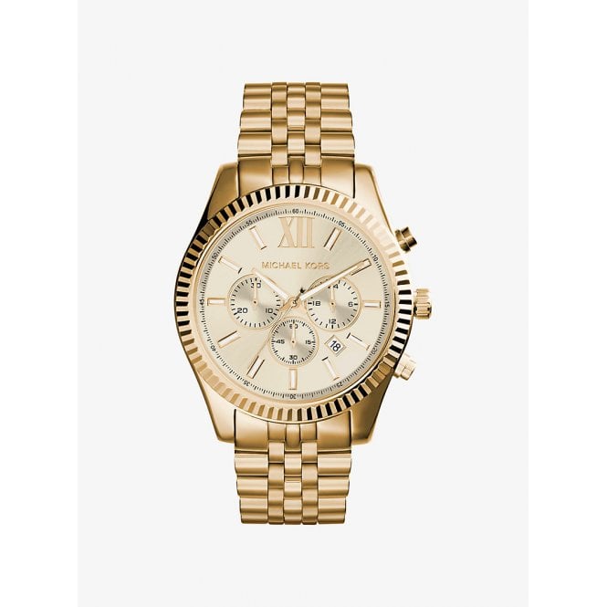 Michael Kors Lexington Chronograph Stainless Steel Case, Yellow Gold Plated MK8281