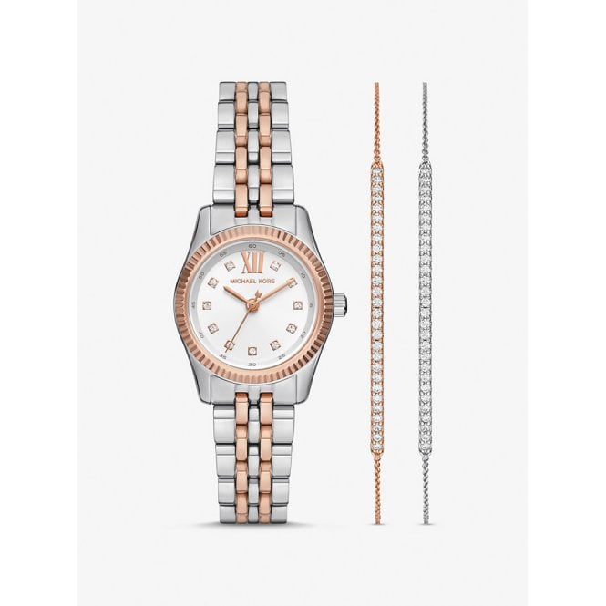 Michael Kors Lexington Gift Set Stainless Steel and Rose Gold Tone Case, MK4817SET