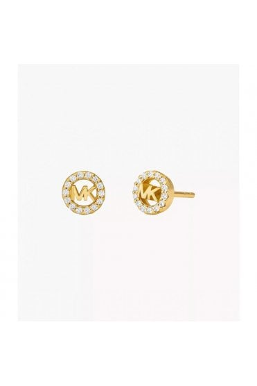 Michael Kors Logo Stud Earrings  Yellow Gold Plated 925 Sterling Silver, MKC1727CZ710