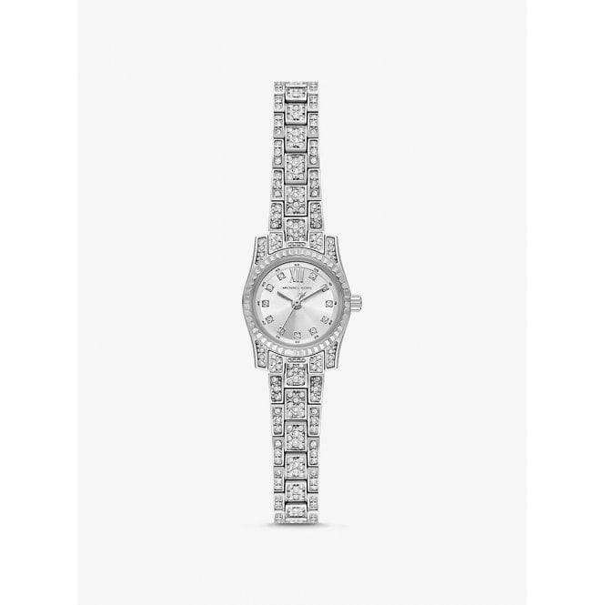Michael Kors Mini Lexington Pavé Silver-Tone Watch Stainless Steel Case, MK4864