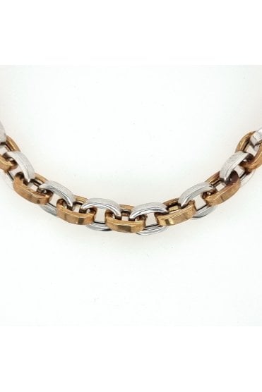 Monaco Two Tone Necklace 925 Sterling Silver, Yellow Gold Plated