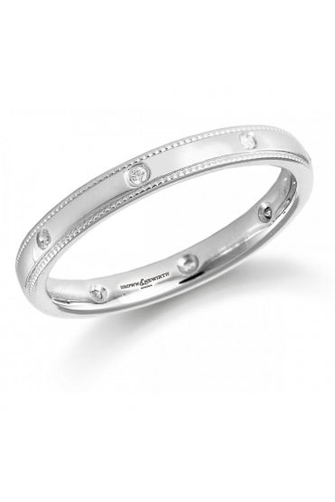 Natural Diamond Set 9ct White Gold Ring  0.77ct 2mm
