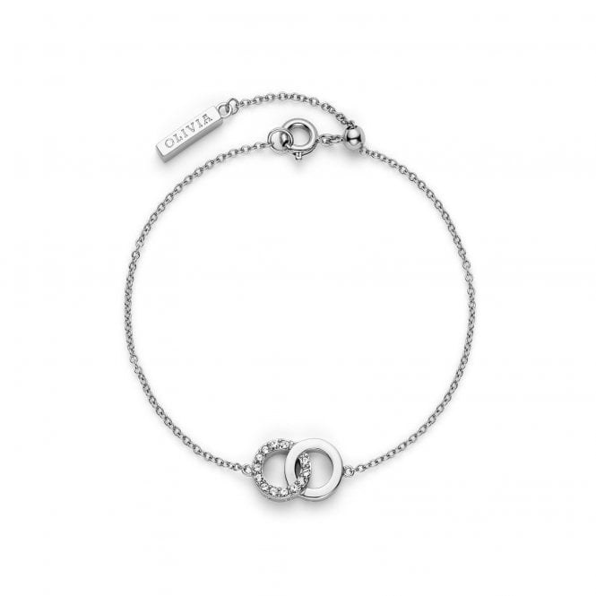 Olivia Burton Bejewelled Interlink Bracelet Silver Plated, OBJCOB09