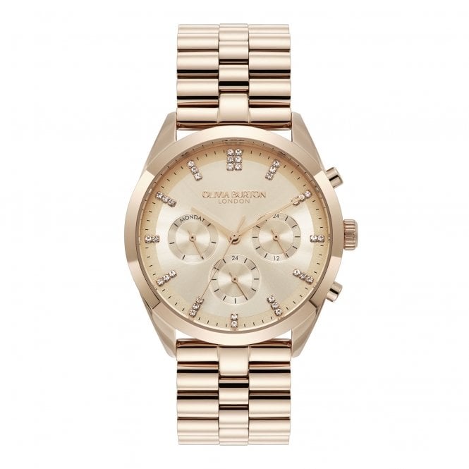 Olivia Burton City Classic Watch Stainless Steel Case, Rose Gold Plated, 24000190