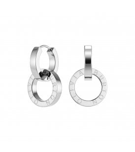 Olivia Burton Honeycomb Toggle Silver Tone Hoop Earrings Stainless Steel, 24100274