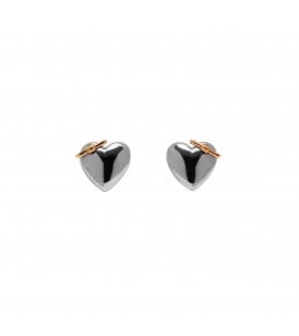 Olivia Burton Knot Heart Stud Earrings Stainless Steel with Rose Gold Plated Knot, 24100038