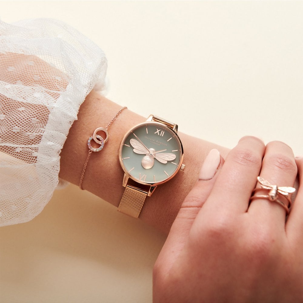 Olivia Burton Rose & Grey Lucky Bee Watch OB16FB10 - Watches  display picture 2