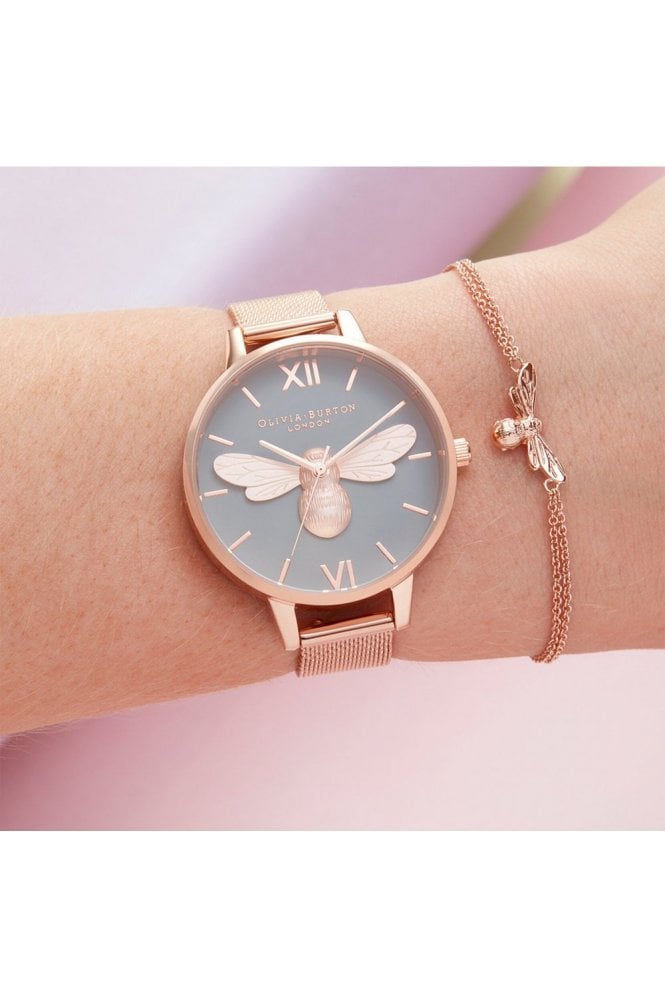 Olivia Burton Rose & Grey Lucky Bee Watch OB16FB10 - Watches  display picture 3