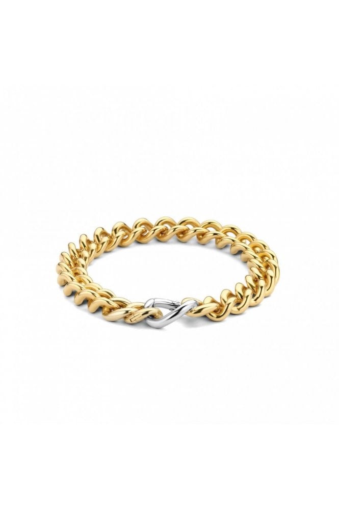Ti Sento - Milano Ti Sento 925 Sterling Silver Curb Bracelet 18ct Yellow Gold Plated, 2935SY