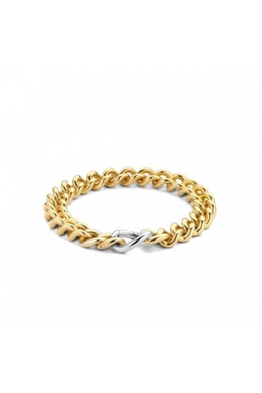 Ti Sento 925 Sterling Silver Curb Bracelet  18ct Yellow Gold Plated, 2935SY