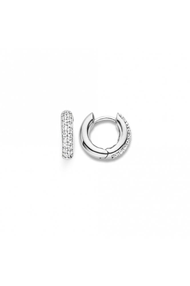 Ti Sento - Milano Ti Sento 925 Sterling Silver Hoop Earrings Cubic Zirconia Pavé Set, 7210ZI