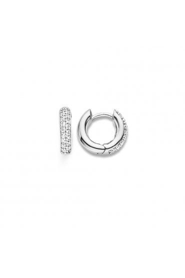 Ti Sento 925 Sterling Silver Hoop Earrings Cubic Zirconia Pavé Set, 7210ZI