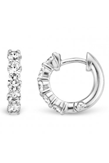 Ti Sento 925 Sterling Silver Huggie Earrings  Claw Set Cubic Zirconia, 7718ZI