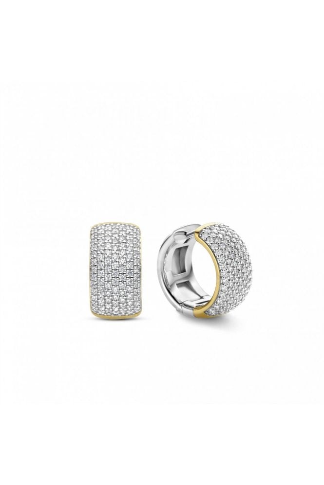 Ti Sento - Milano Ti Sento 925 Sterling Silver Pave Set Earrings 925 Sterling Silver & 18ct Yellow Gold Plated, Rhodium Plated 7853ZY