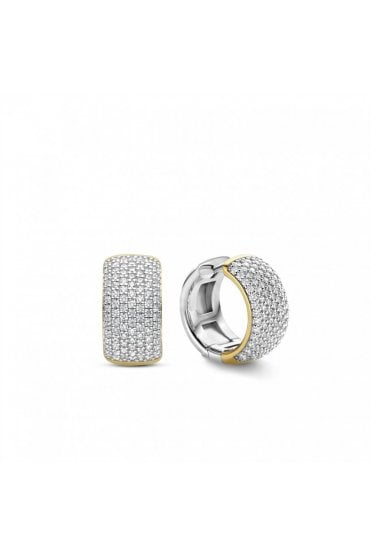 Ti Sento 925 Sterling Silver Pave Set Earrings  925 Sterling Silver & 18ct Yellow Gold Plated, Rhodium Plated 7853ZY