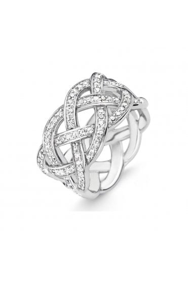 Ti Sento 925 Sterling Silver Pave Set Ring  12026ZI/54