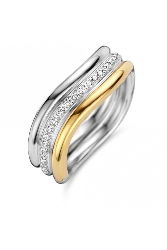 Ti Sento - Milano Ti Sento 925 Sterling Silver Two Tone Pavé Set Ring 12261ZY/58