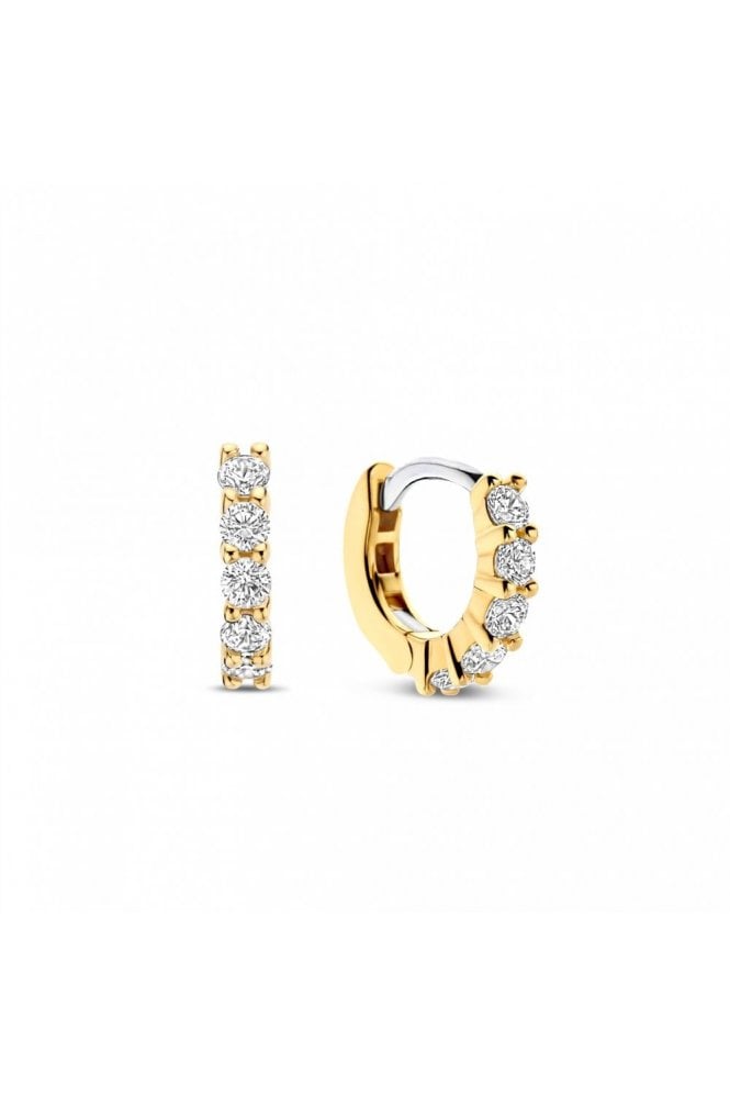 Ti Sento - Milano Ti Sento 925 Sterling Silver & Yellow Gold Plated Huggie Earrings, 7955ZY