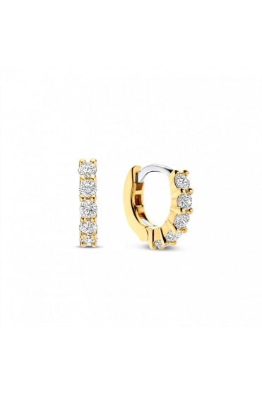 Ti Sento 925 Sterling Silver & Yellow Gold Plated Huggie Earrings, 7955ZY