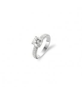 Ti Sento Claw Set Cubic Zirconia Solitaire Ring 925 Sterling Silver,  1737ZI/52