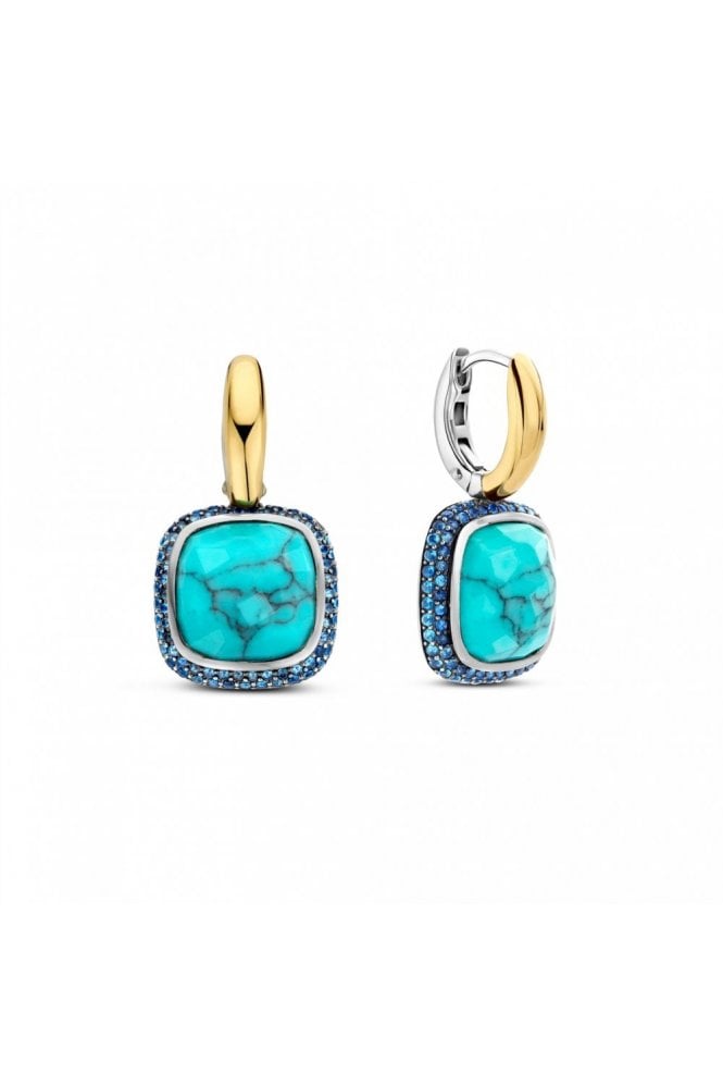 Ti Sento - Milano Ti Sento Gold Plated Turquoise Earrings 925 Sterling Silver, 7968TQ