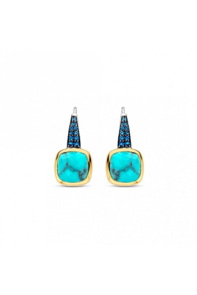 Ti Sento - Milano Ti Sento Gold Plated Turquoise Earrings 925 Sterling Silver, 7969TQ