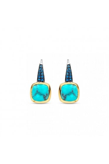 Ti Sento Gold Plated Turquoise Earrings 925 Sterling Silver, 7969TQ