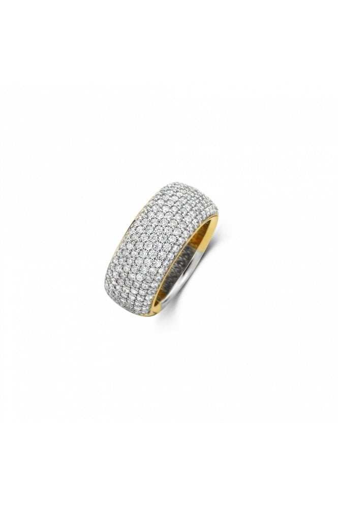 Ti Sento - Milano Ti Sento Pave Set Ring 925 Sterling Silver & 18ct Yellow Gold Plated 12234ZY/56