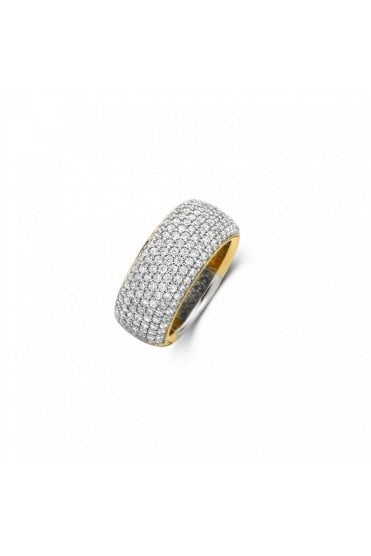 Ti Sento Pave Set Ring 925 Sterling Silver & 18ct Yellow Gold Plated 12234ZY/56