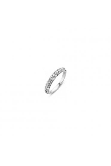 Ti Sento Pave Set Ring  925 Sterling Silver & Rhodium Plated 12105ZI/54