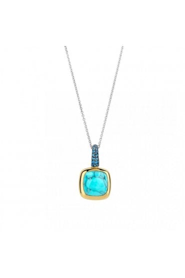 Ti Sento Turquoise Pendant  925 Sterling Silver, Yellow Gold Plated, 6829TQ